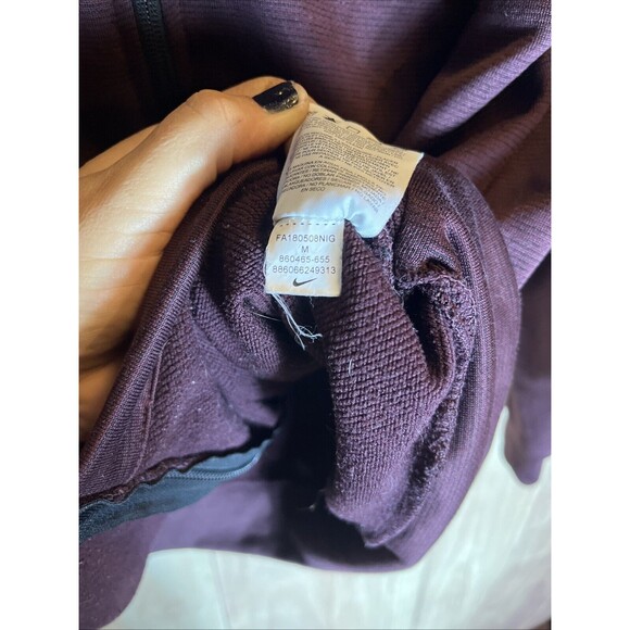 NIKE DRI-FIT Size MediumMens MaroonFull Zip Stand Collar Pocket Athletic Jacket - Picture 11 of 11